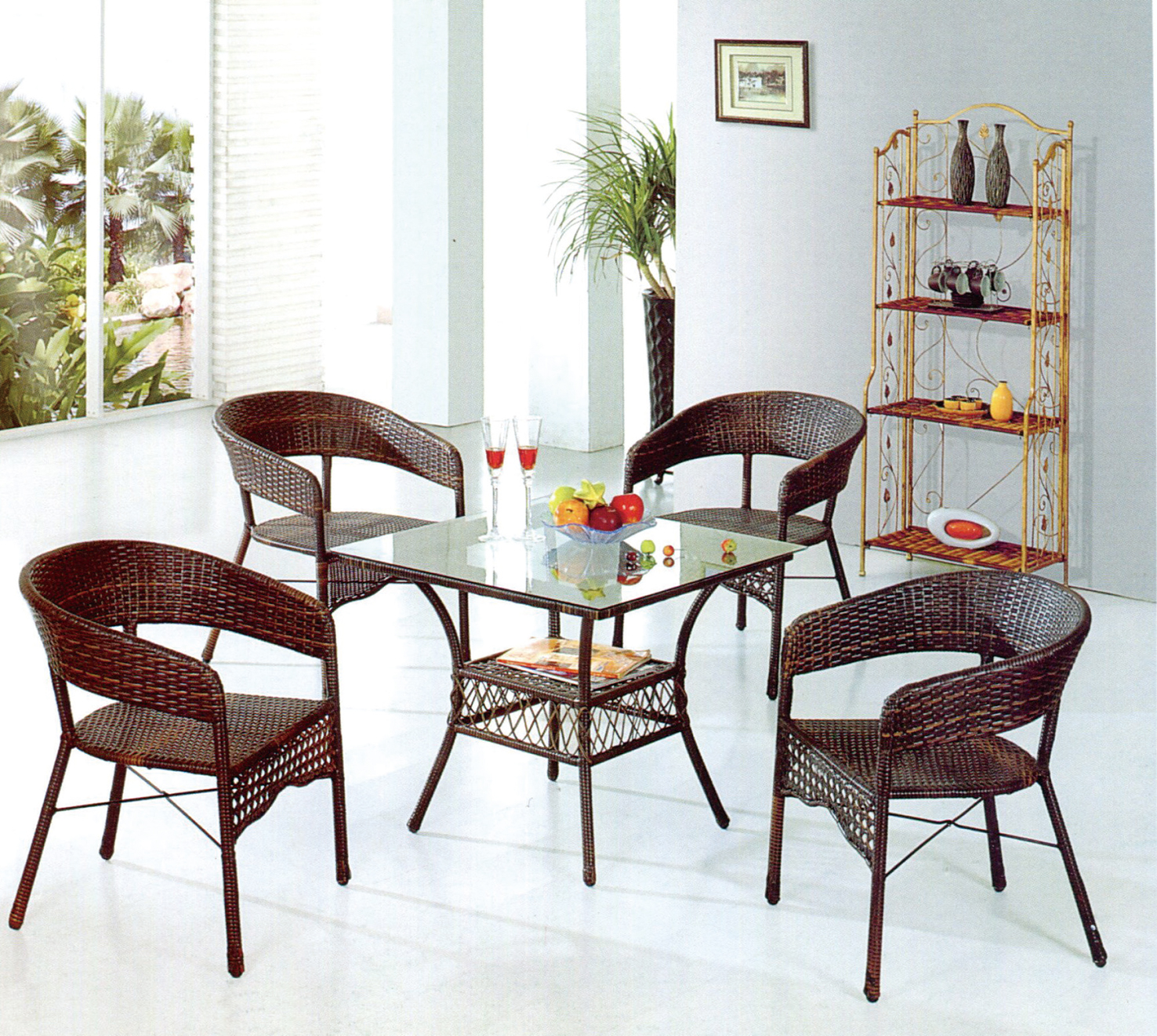 鋼藤休閒方桌椅822-3