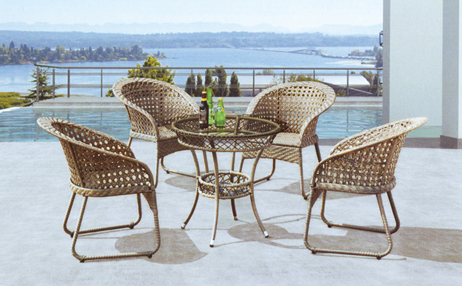 鋼藤休閒圓桌椅820-4