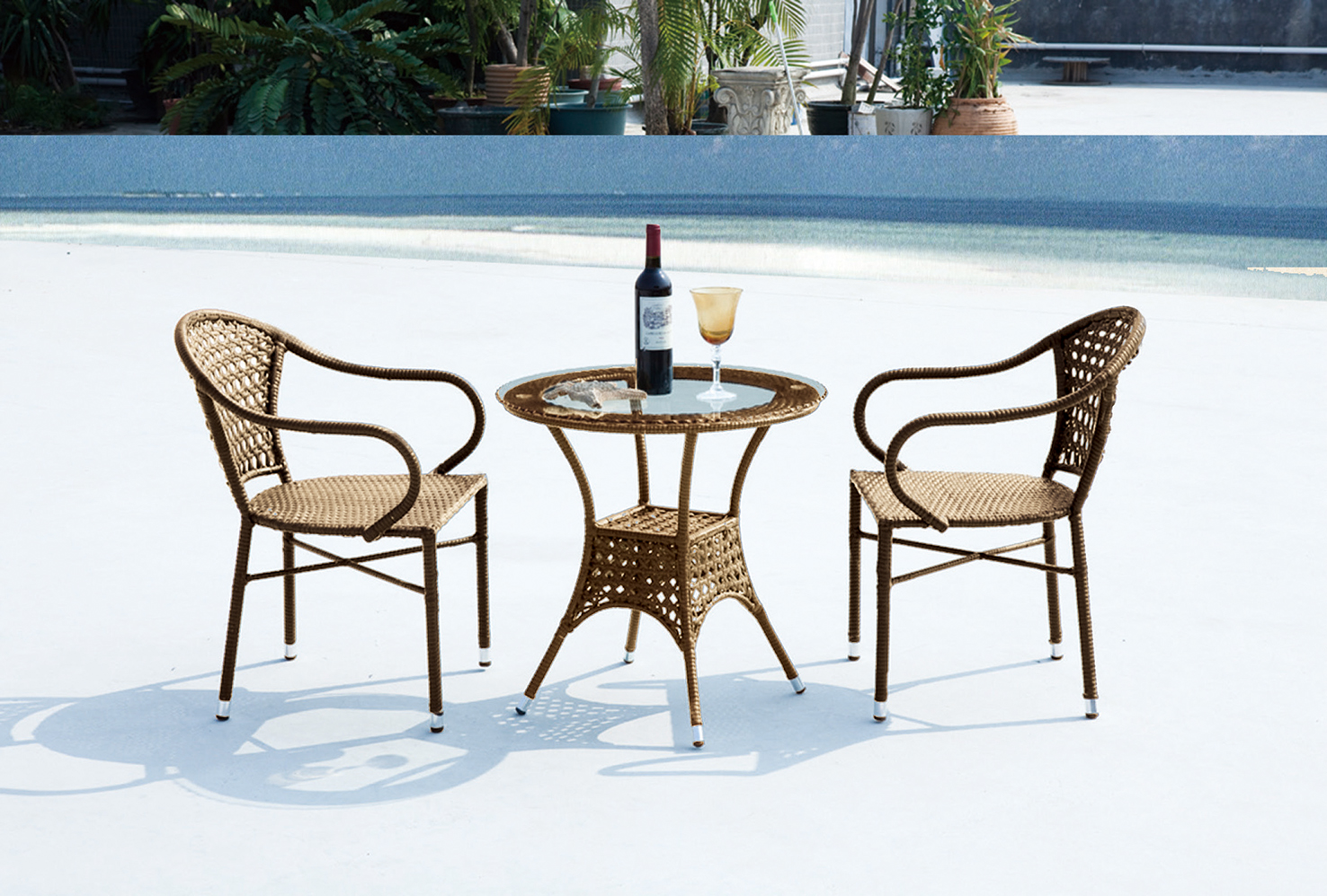 鋼藤休閒圓桌椅821-1