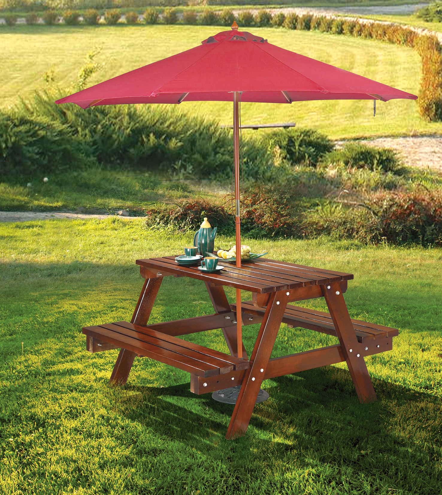 胡桃實木休閒方桌椅834-5