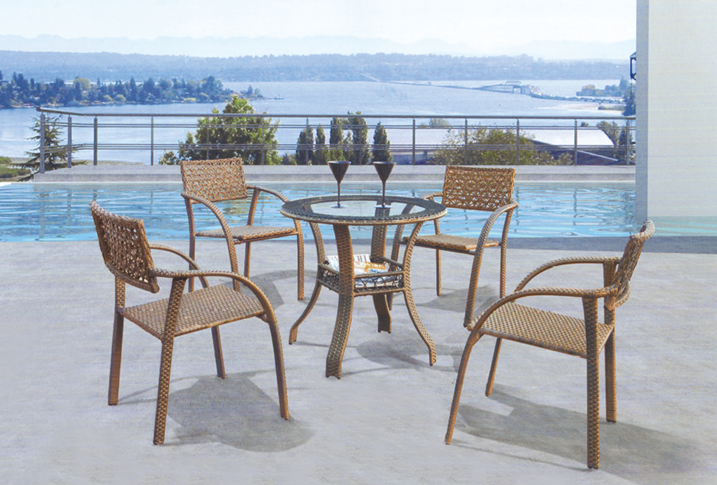 鋼藤休閒圓桌椅822-1