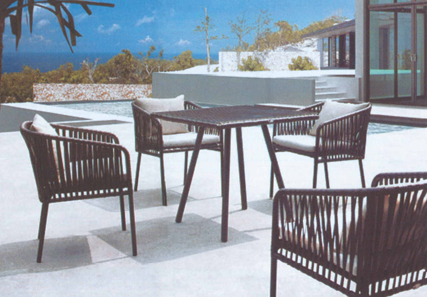 鋼藤休閒方桌椅819-3