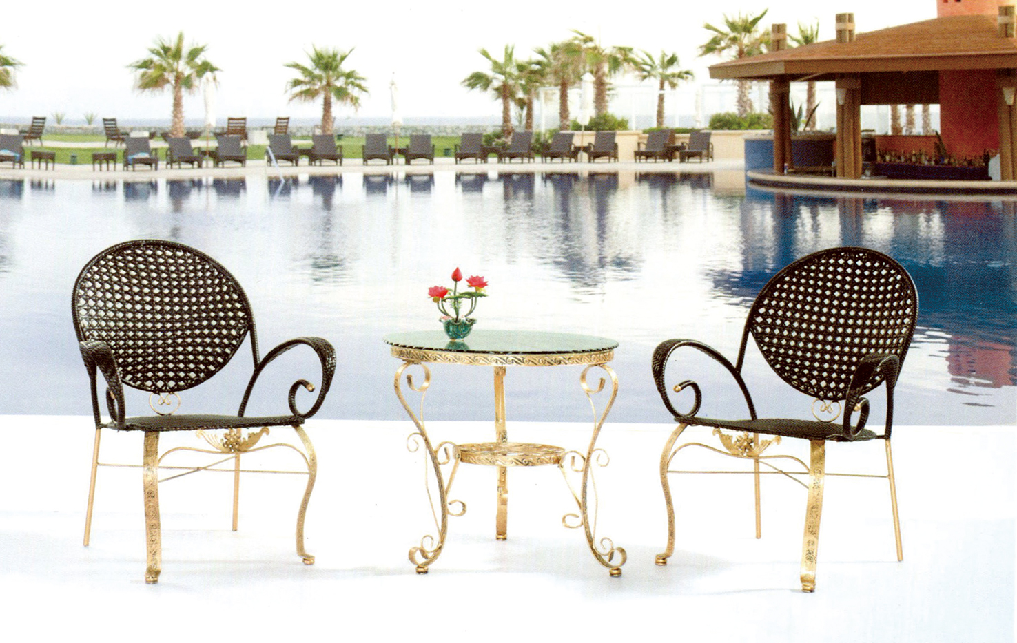 鐵藤休閒圓桌椅825-5