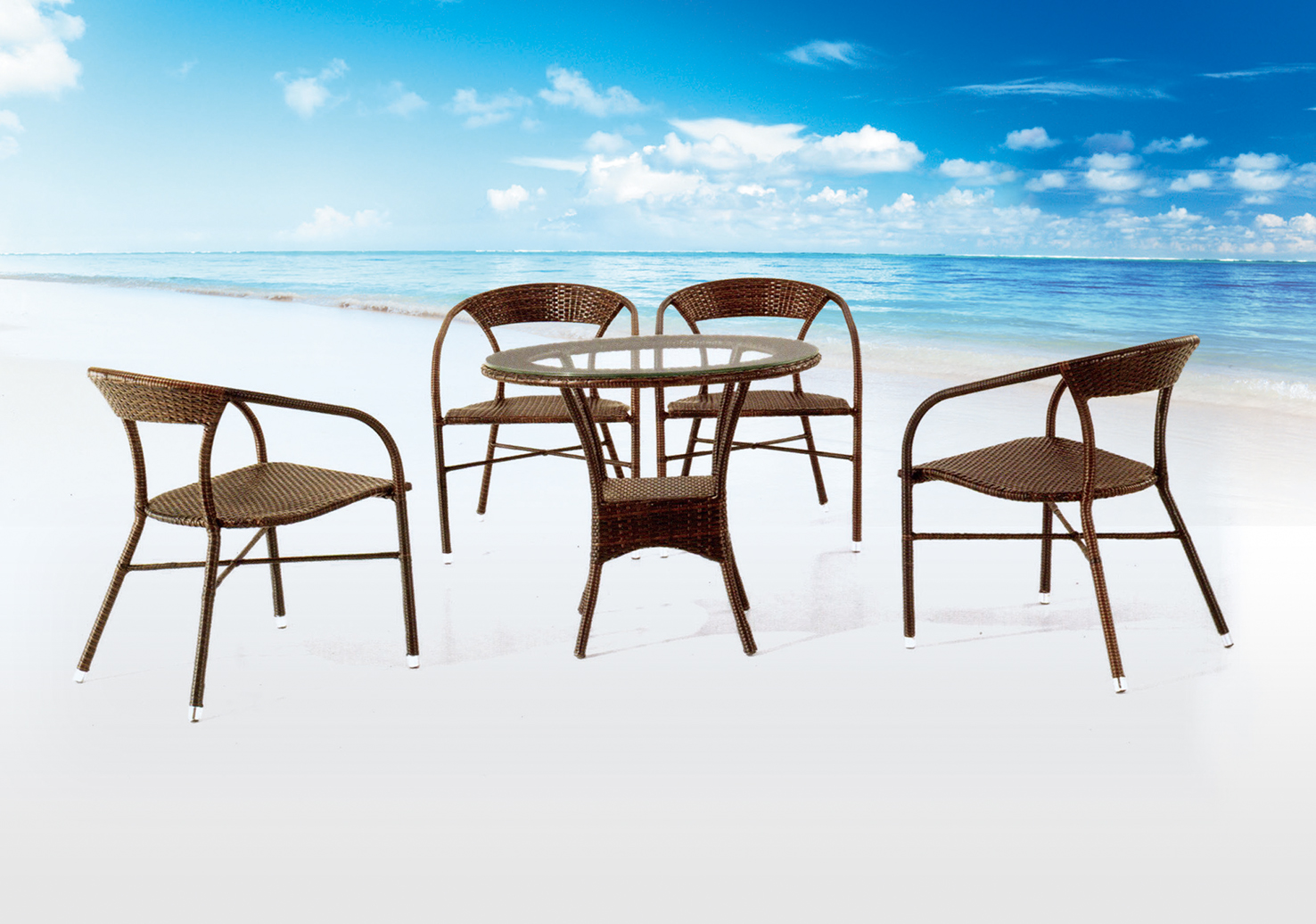 鋼藤休閒圓桌椅821-5