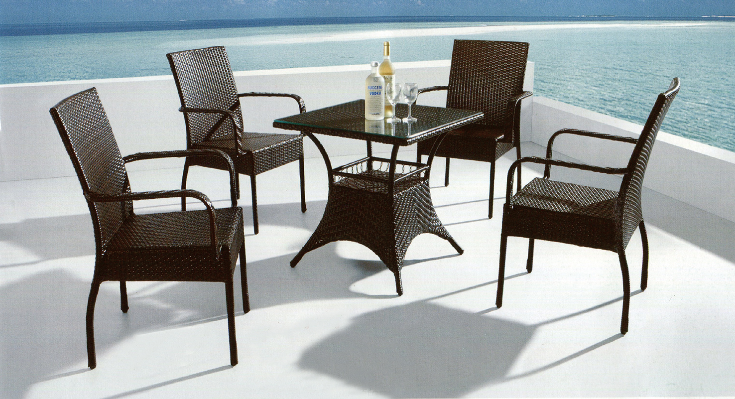 鋼藤休閒方桌椅820-1