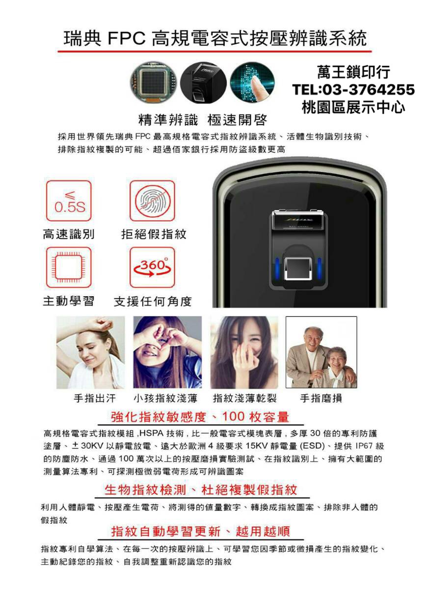 瑞典FPC高規電容式按壓辨識系統➽萬王鎖印行