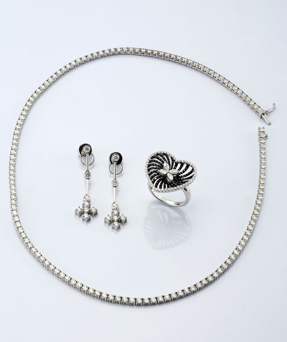 鑽石項鍊耳環套組