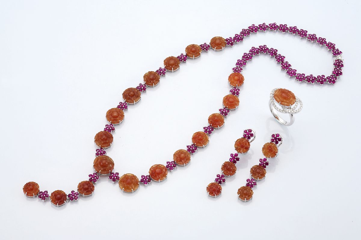 紅翡翠項鍊戒指套組