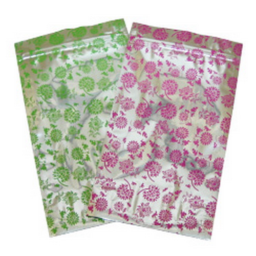 １斤茶葉夾鏈立袋(桃紅.綠花)w8