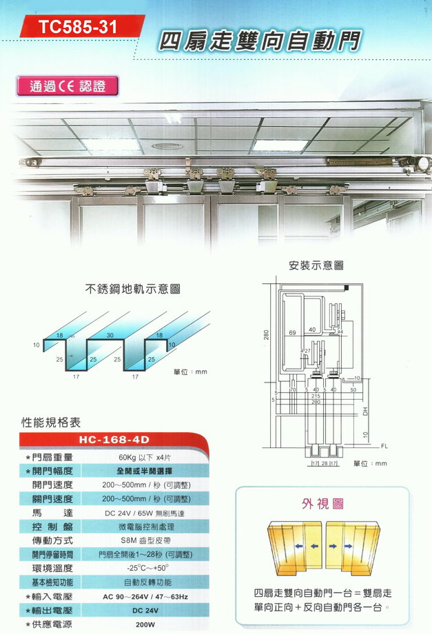 TC585-31四扇走雙向自動門