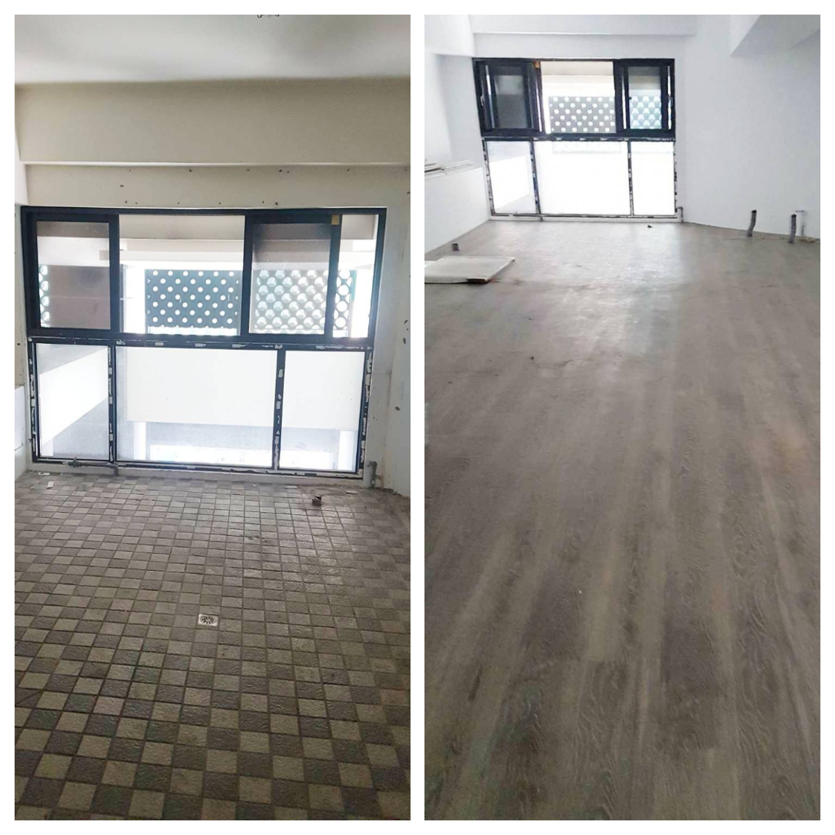 客廳超耐磨木地板施工