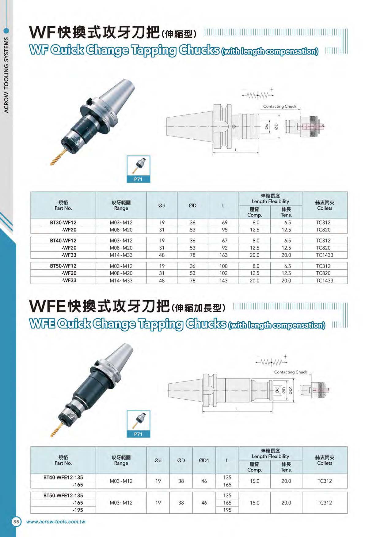 WF快換式攻牙刀把(伸縮型)