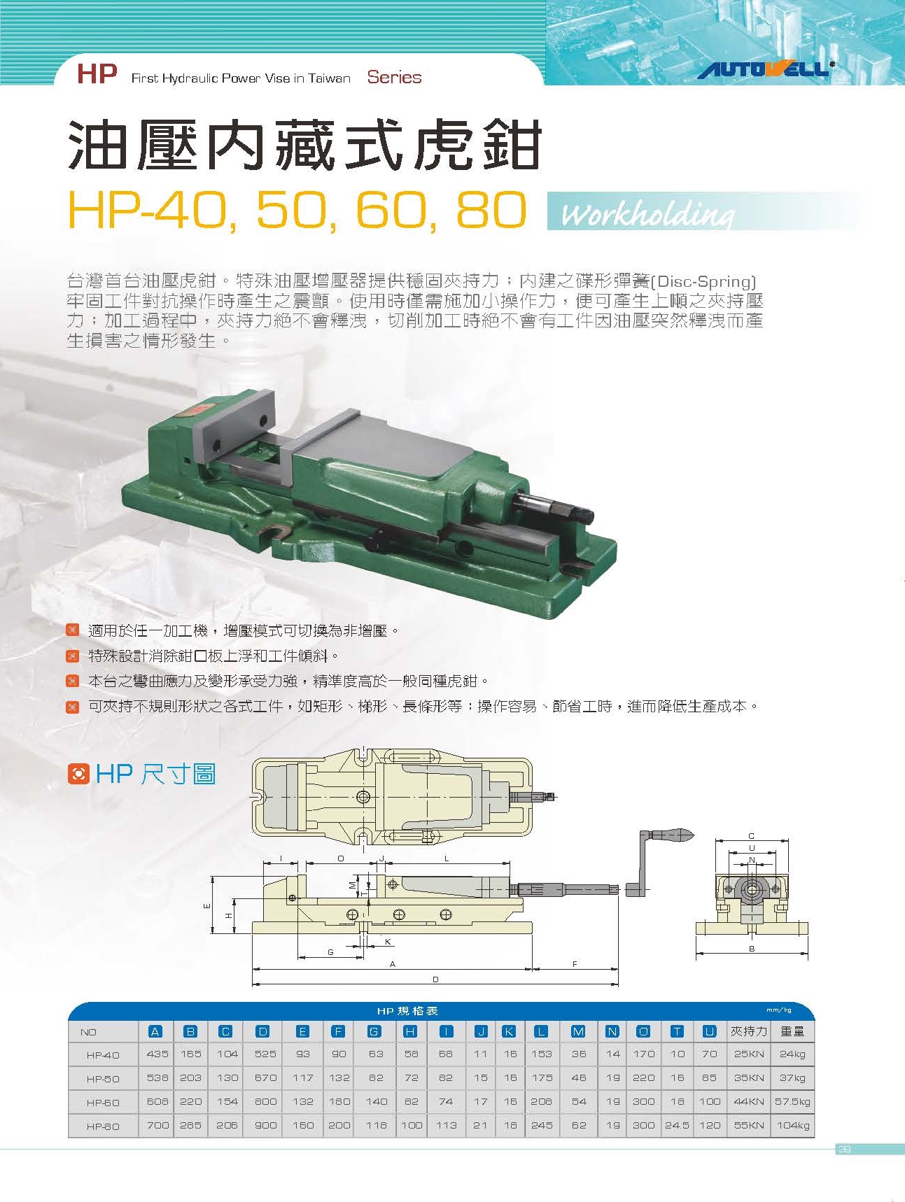 油壓內藏式虎鉗