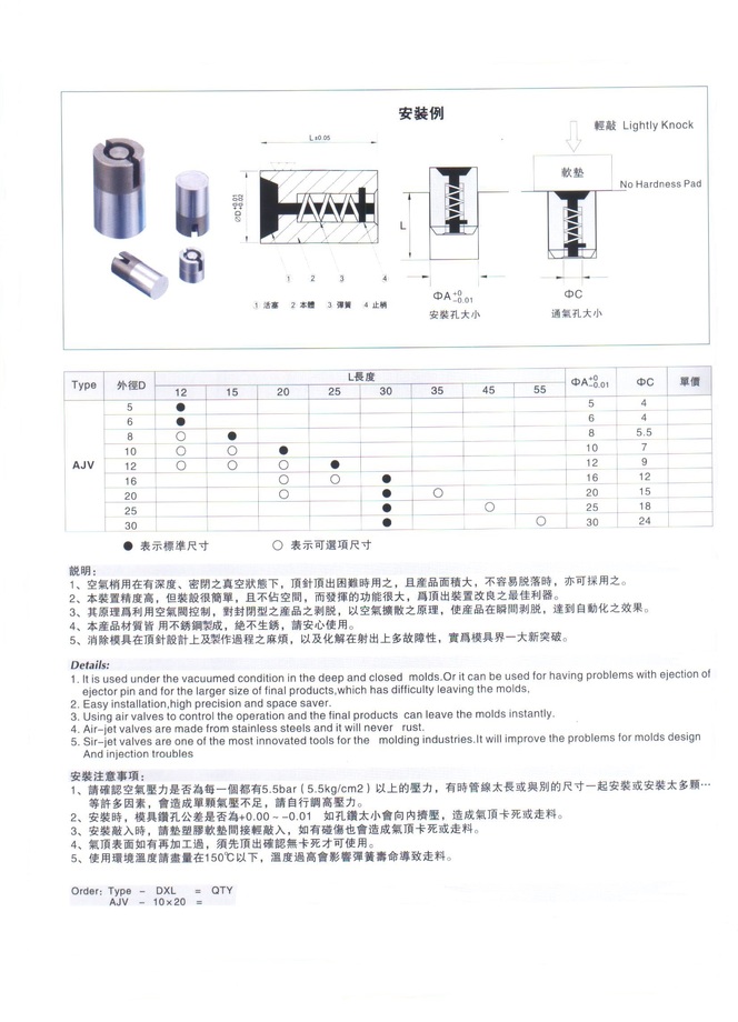 氣動頂針(空氣梢,風稍)