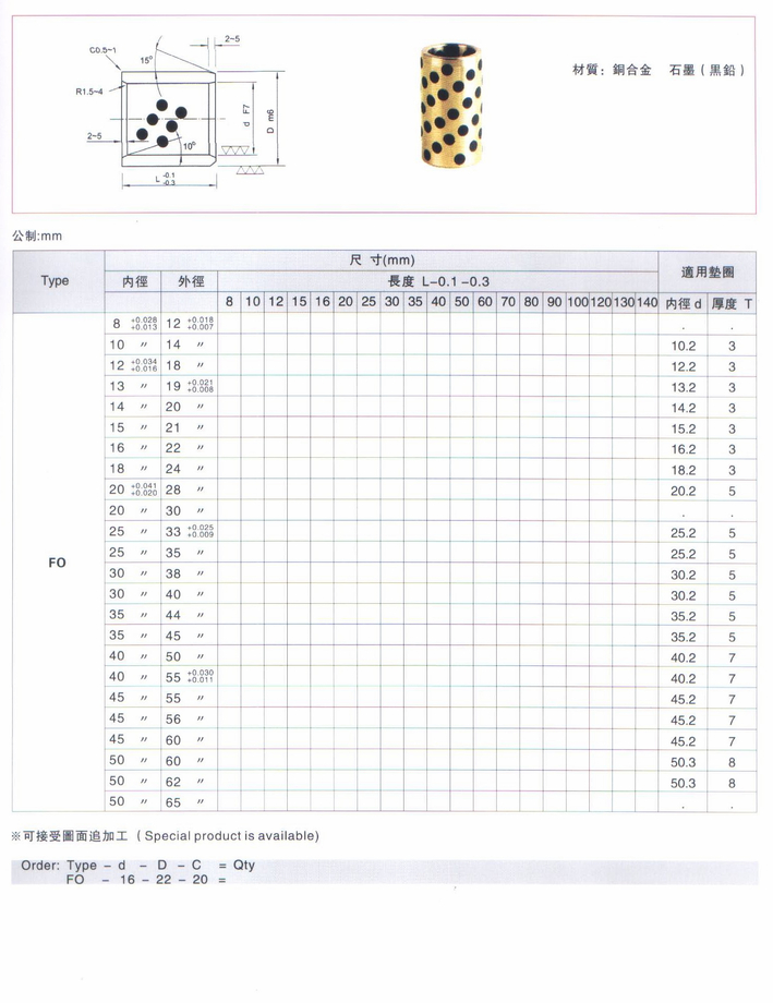 無給油導套(銅合金)