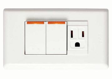 雙開關單接地插座