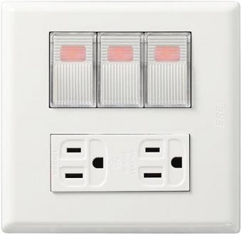 三開關雙接地插座