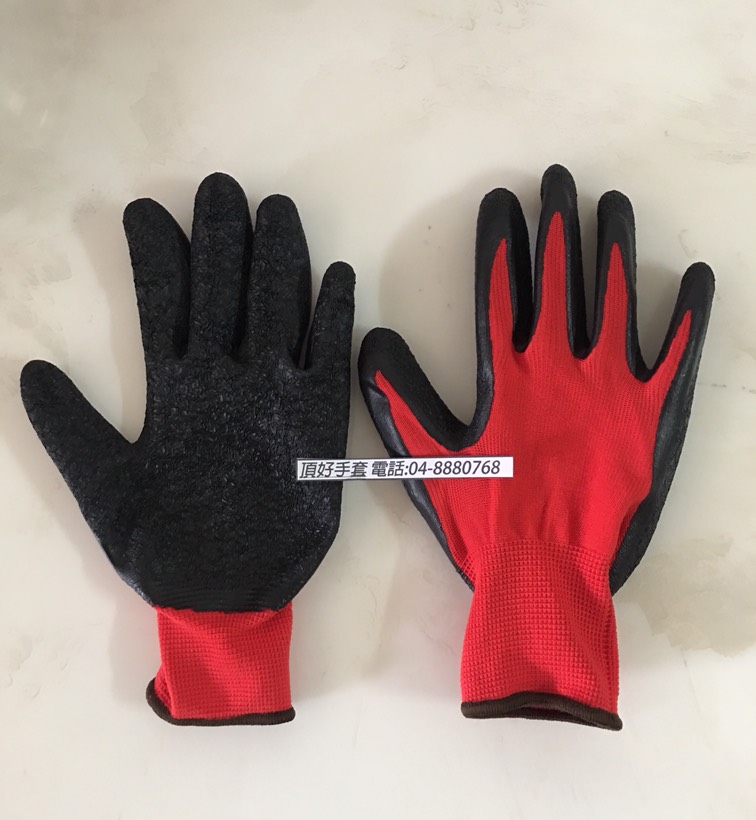 005-13針沾膠花紋手套(紅色)-1