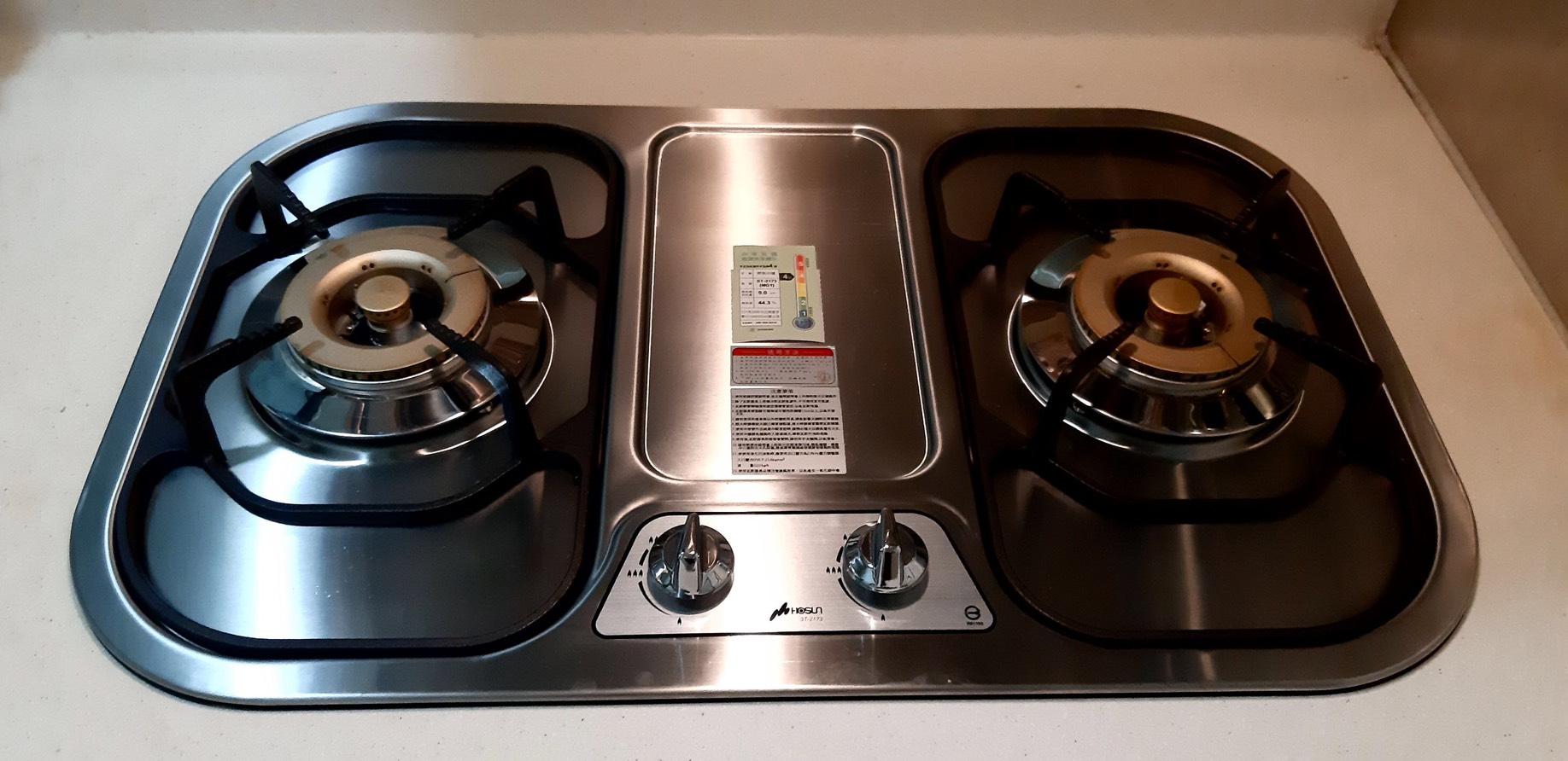 豪山雙口不鏽鋼歐化檯面爐