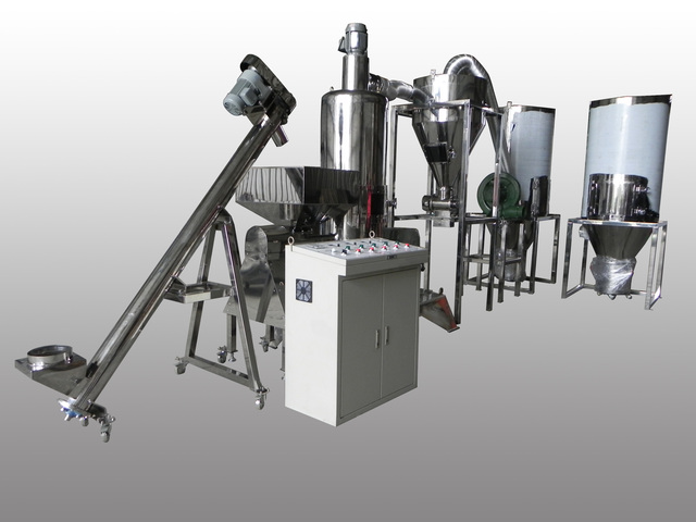 不鏽鋼齒輪式超微粒磨粉機加集塵桶