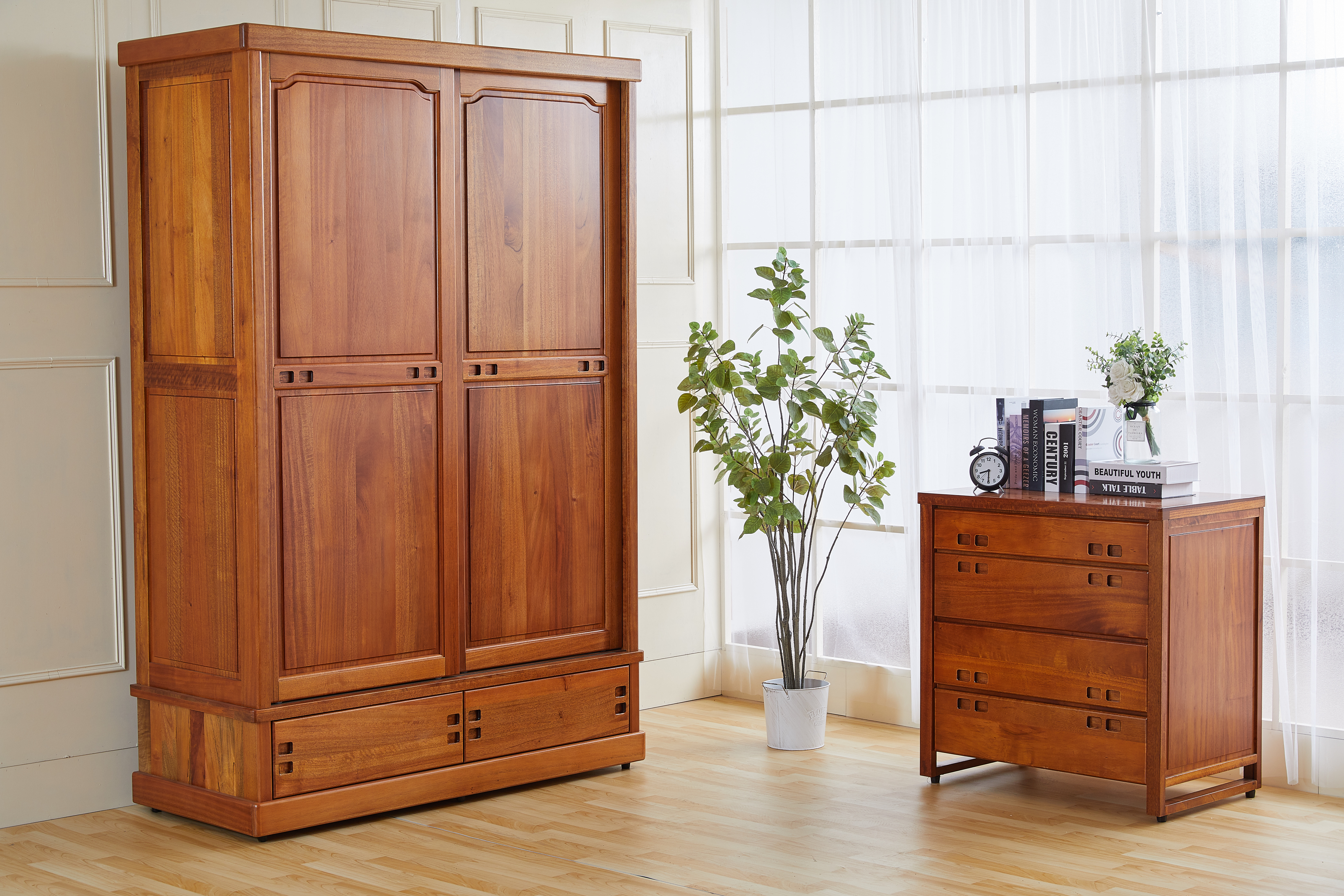 127山榆木5尺衣櫃