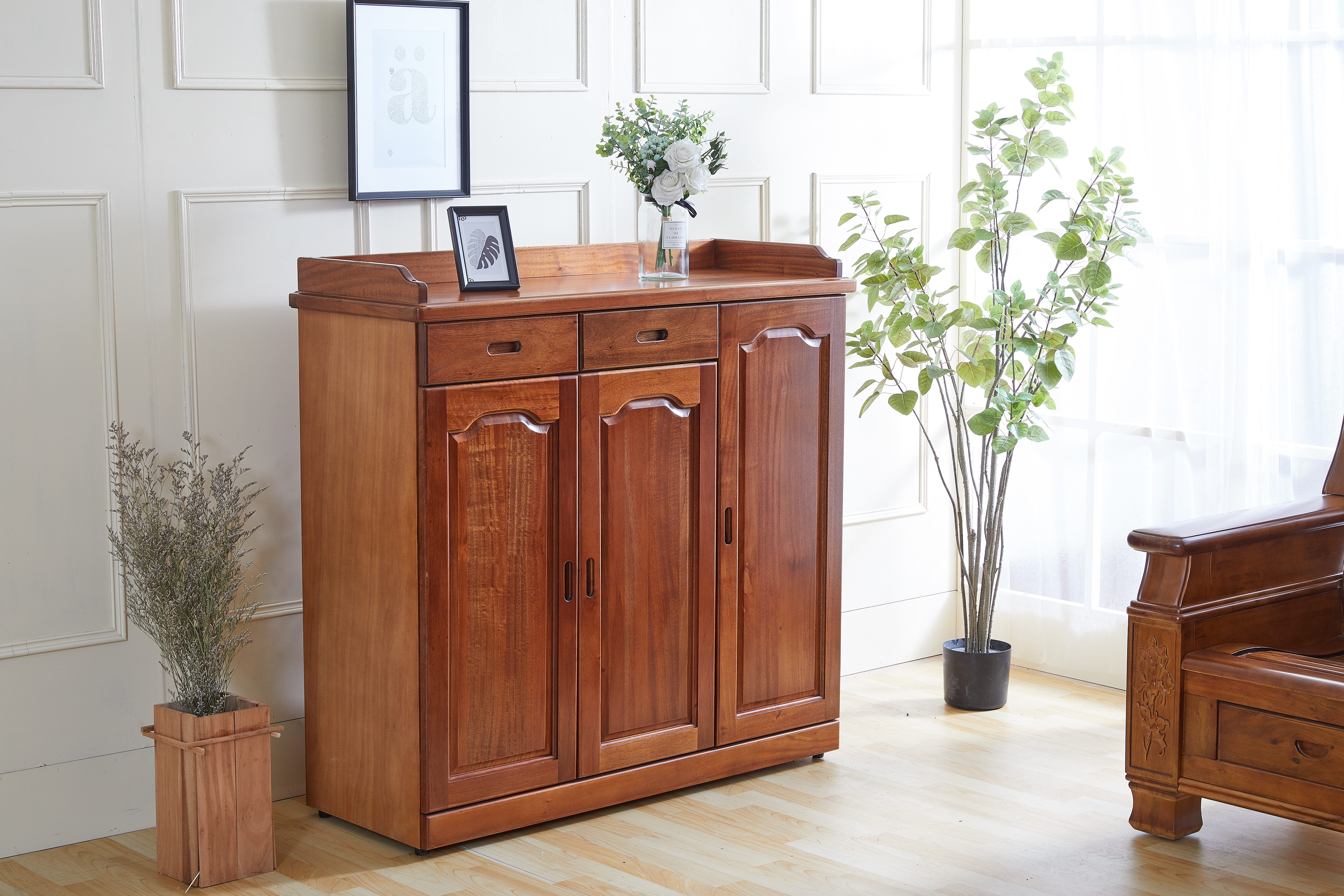 868胡桃色4尺鞋櫃