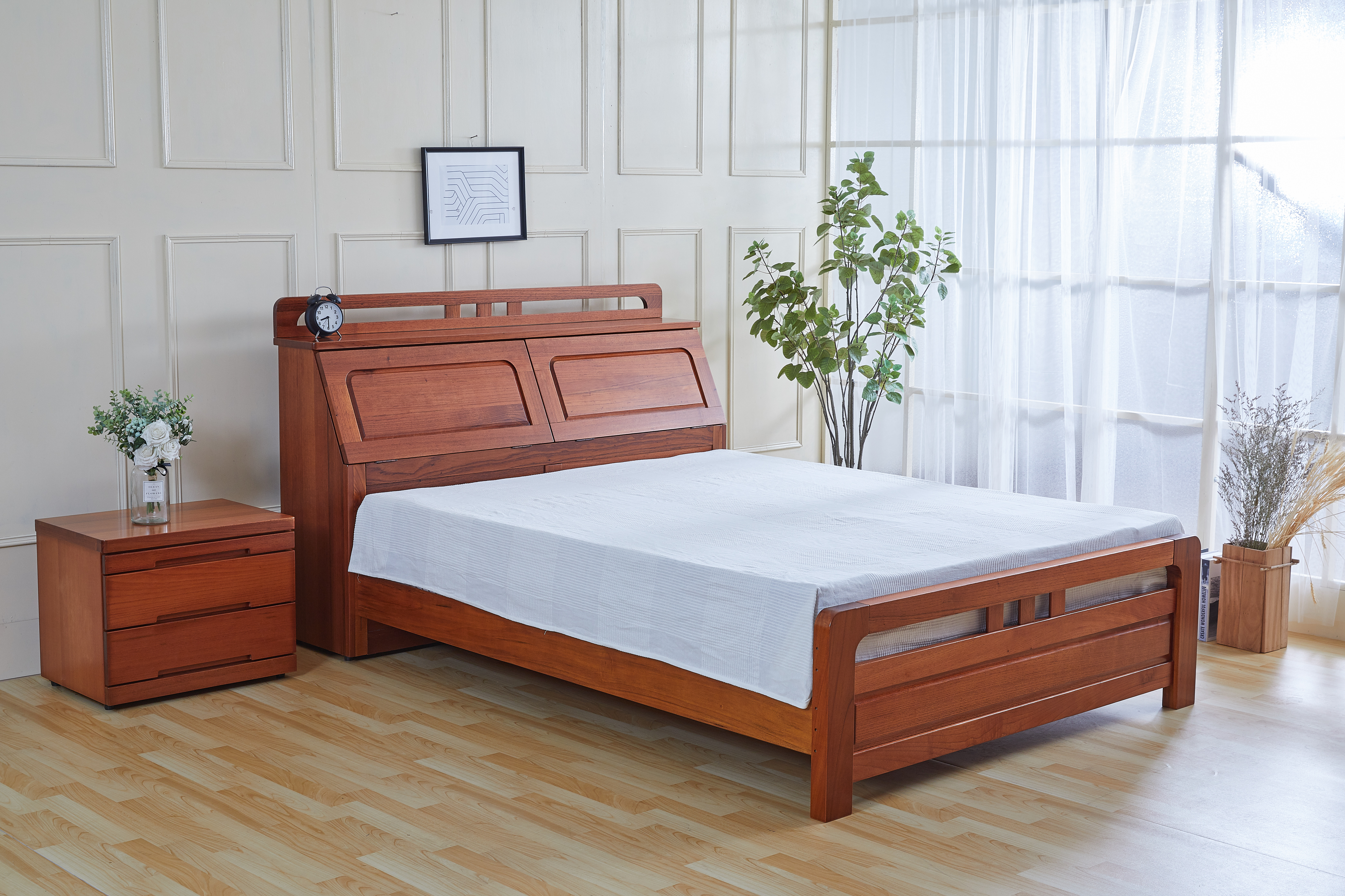 176桃花心木6尺被櫃床