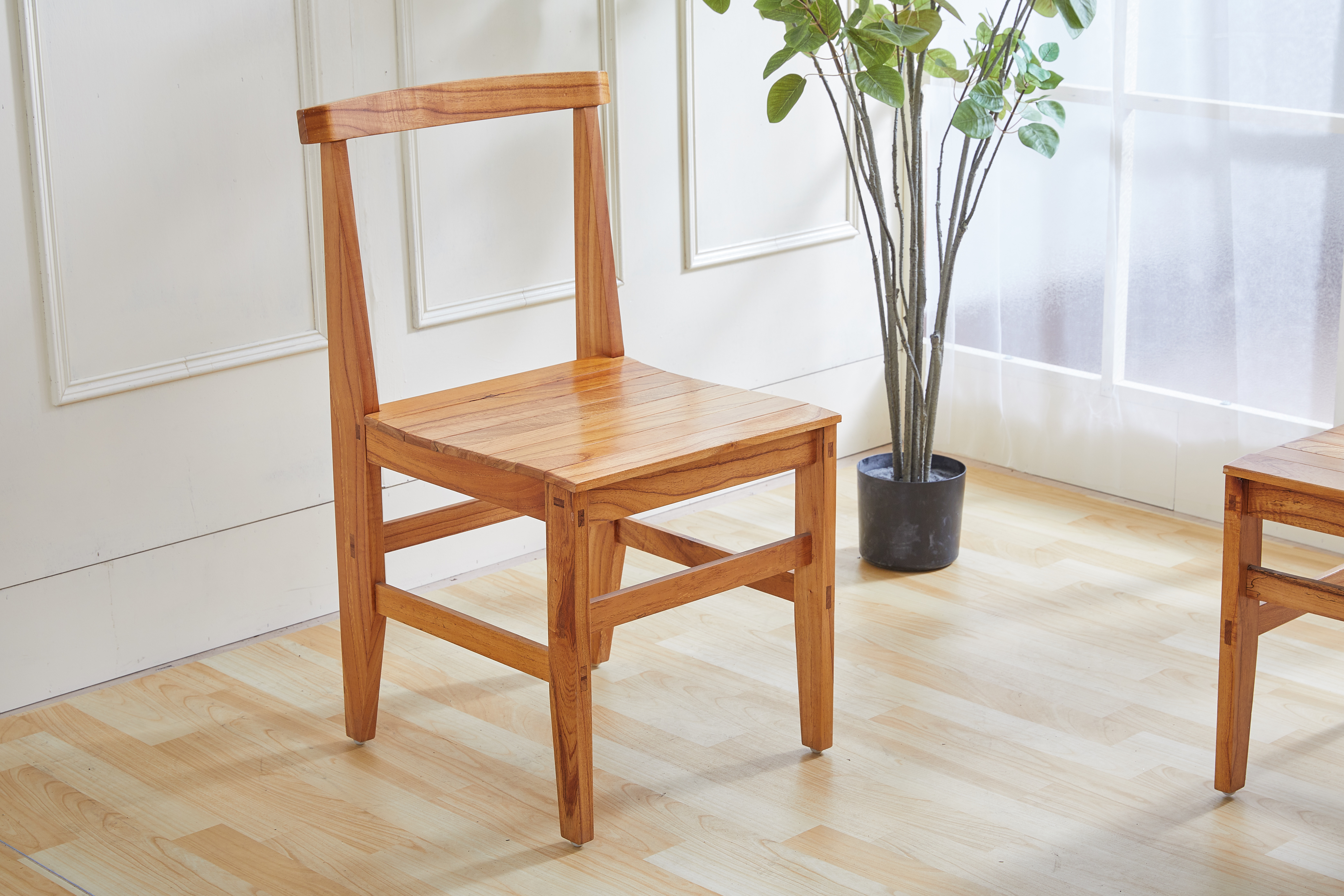 204楝木單牛角餐椅