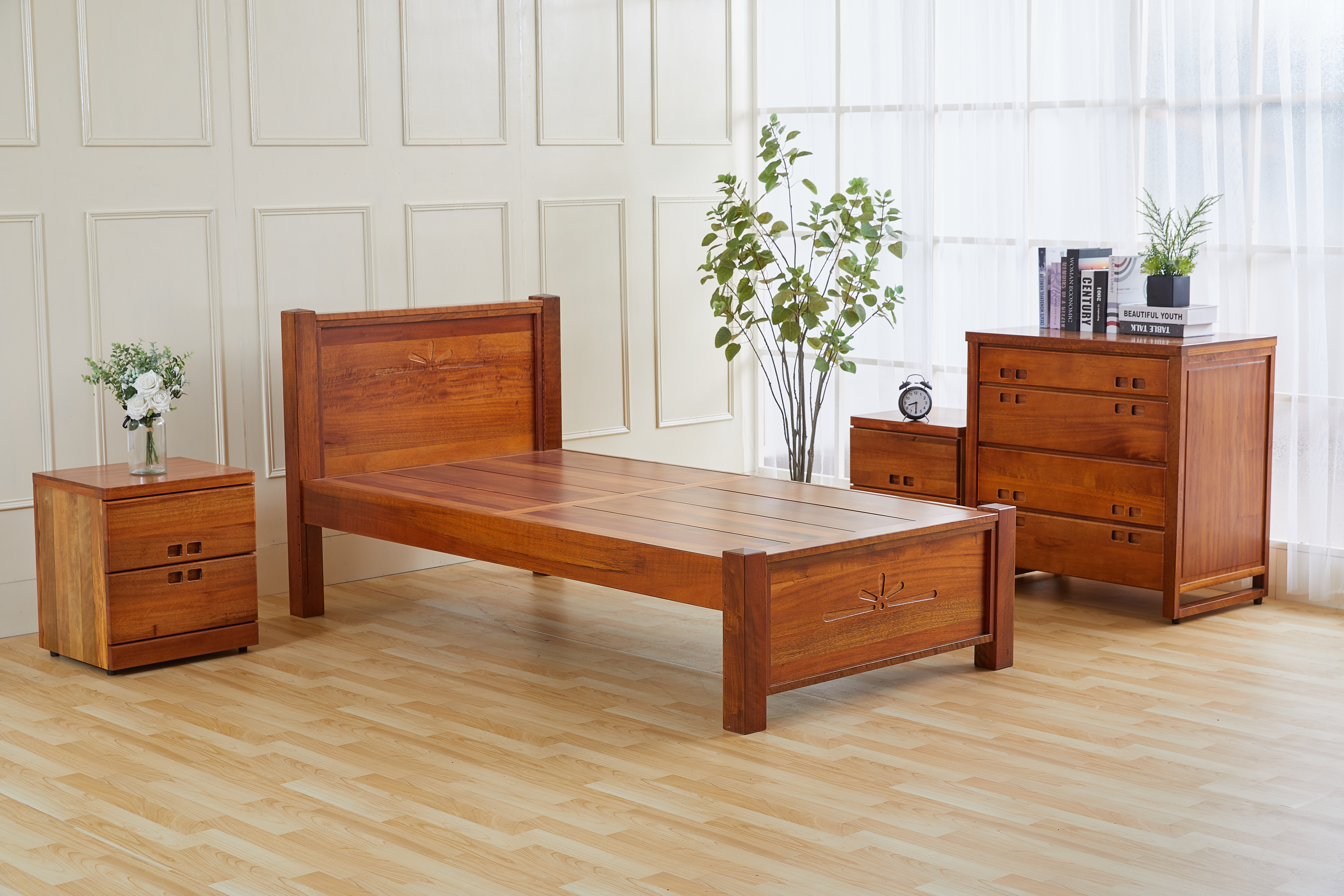 133山榆木3.5尺單人床