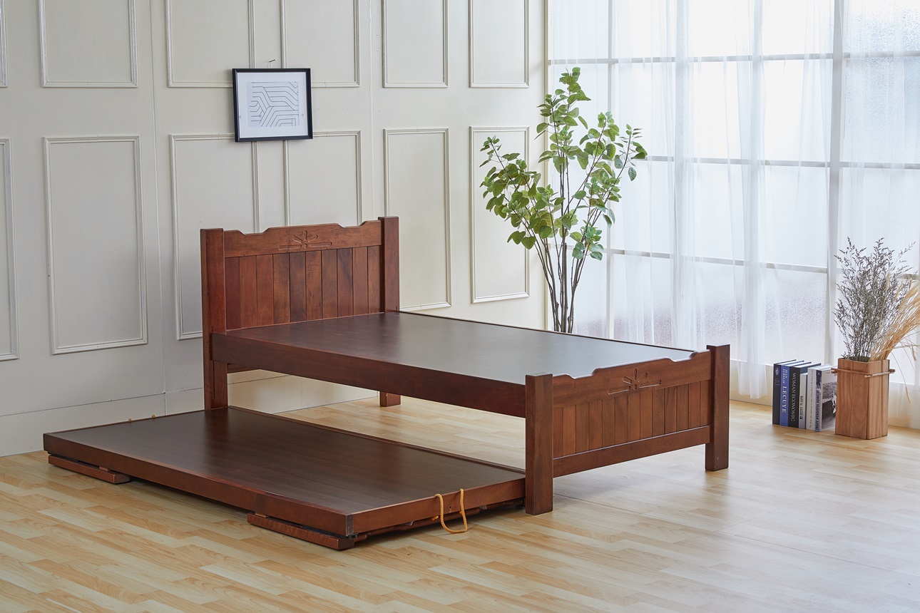 820胡桃色子母床