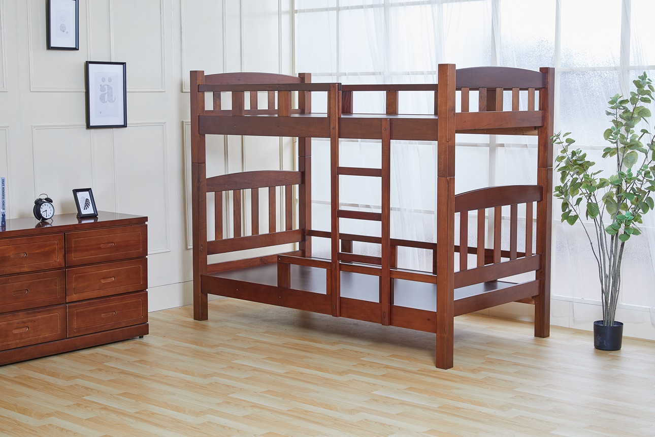 832胡桃色3.5尺雙層床