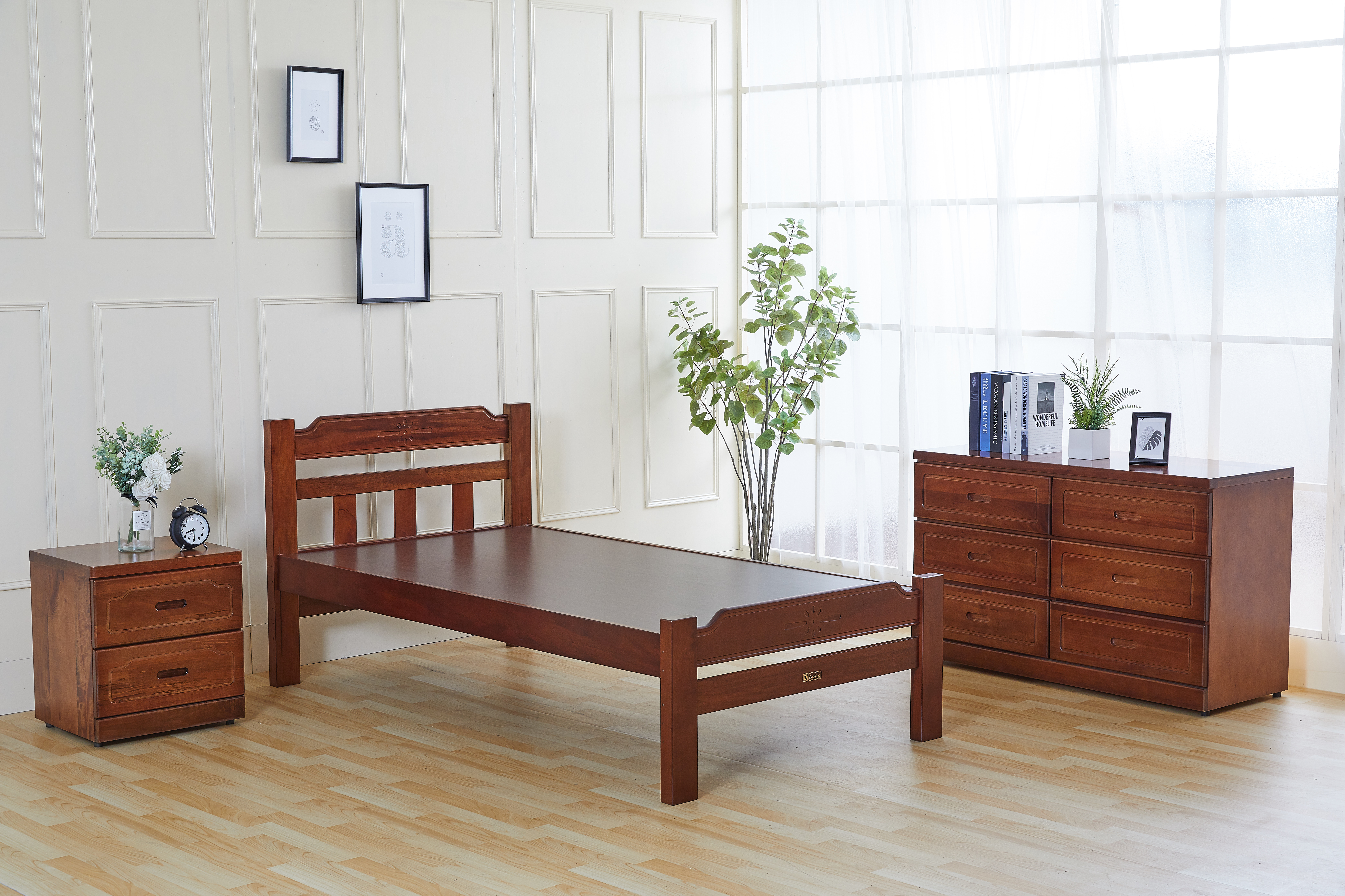 873胡桃色3.5尺單人床