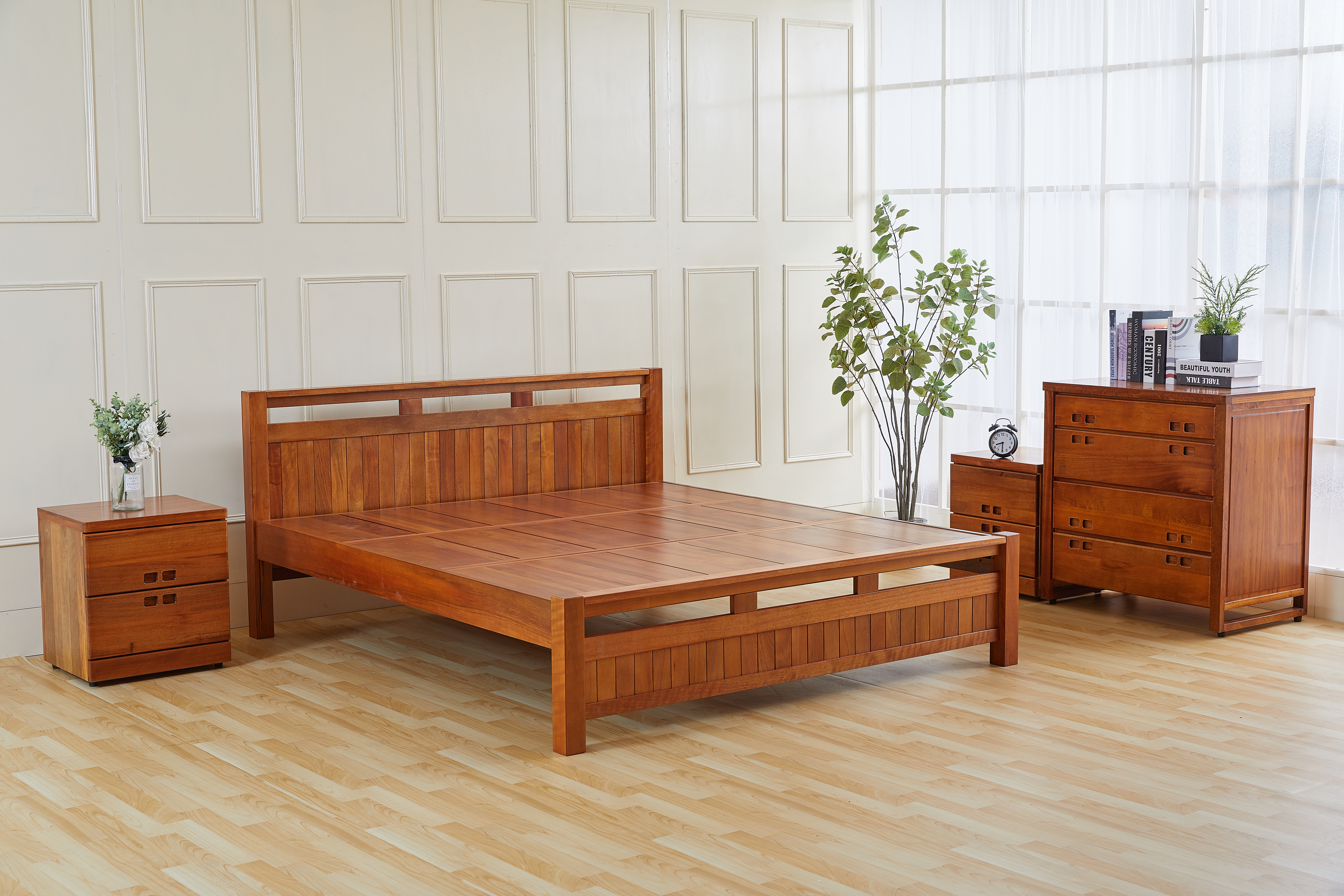 155山榆木5尺雙人床