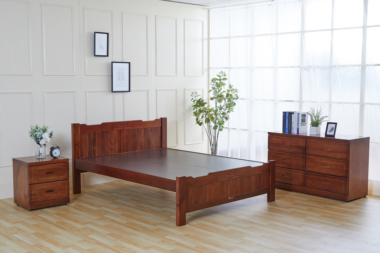 895胡桃色5尺雙人床