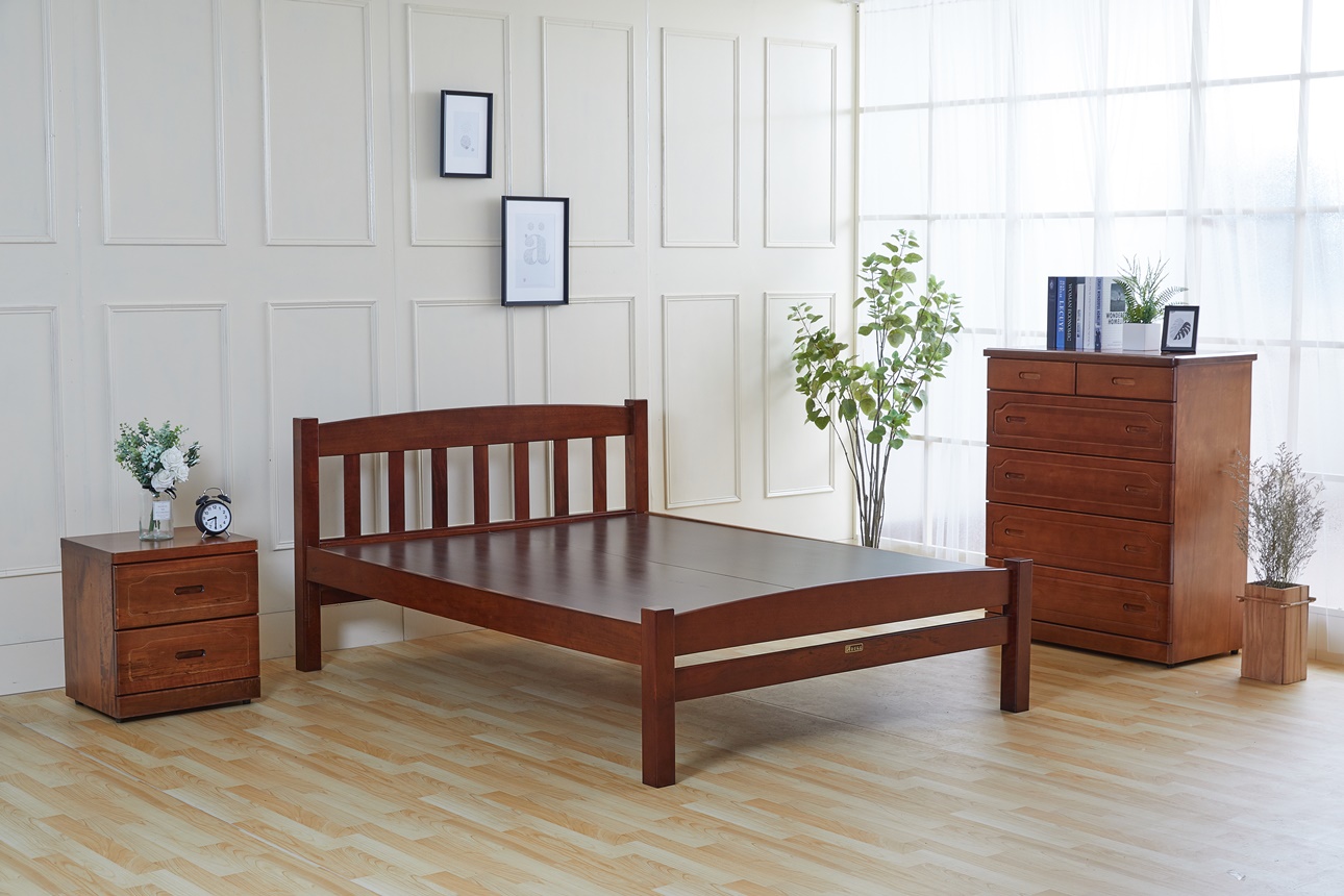 835胡桃色5尺雙人床