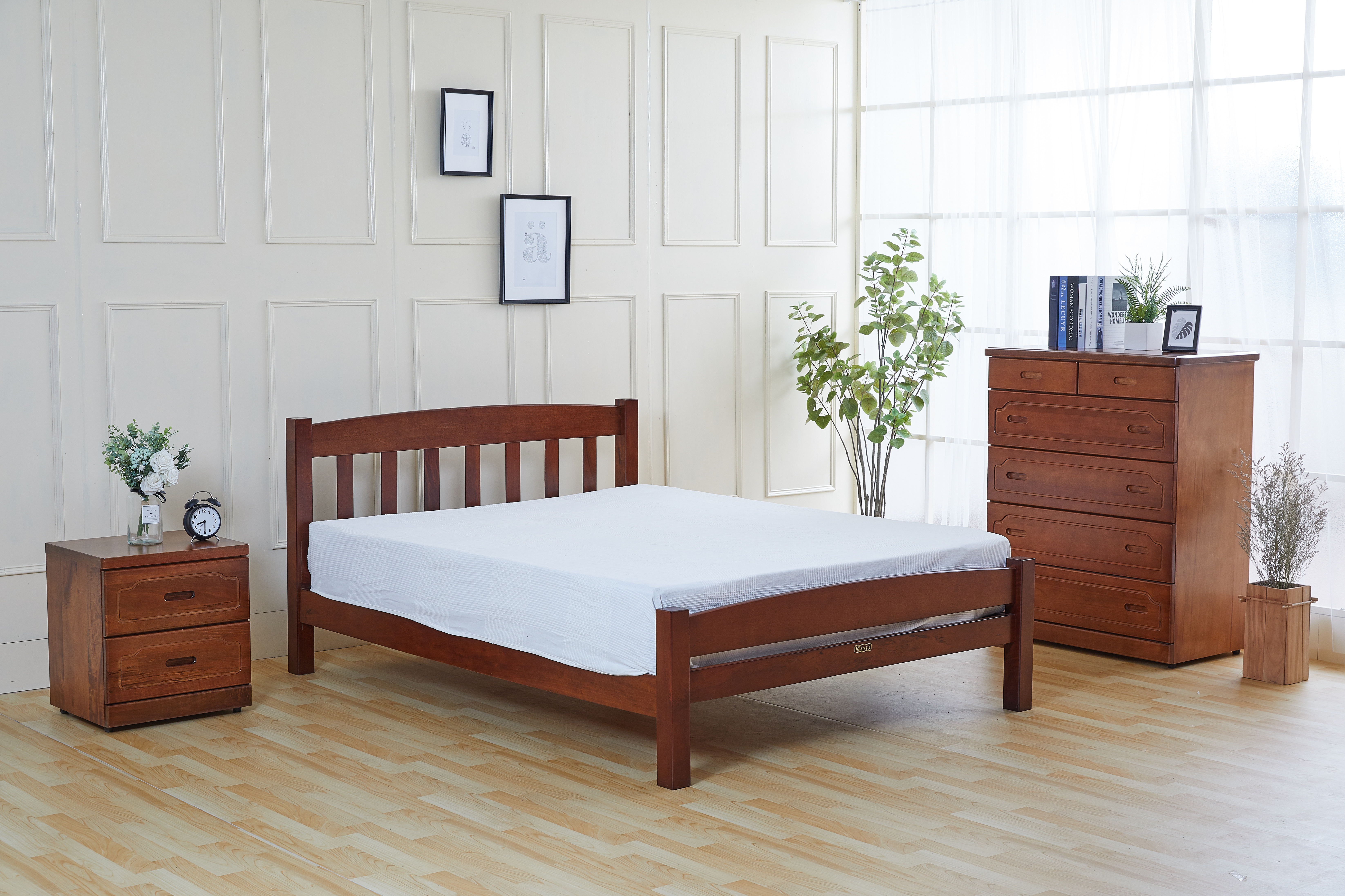 836胡桃色6尺雙人床