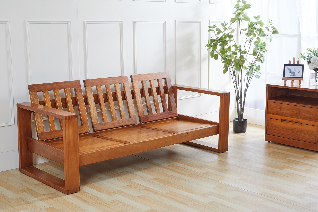 105山榆木三人椅