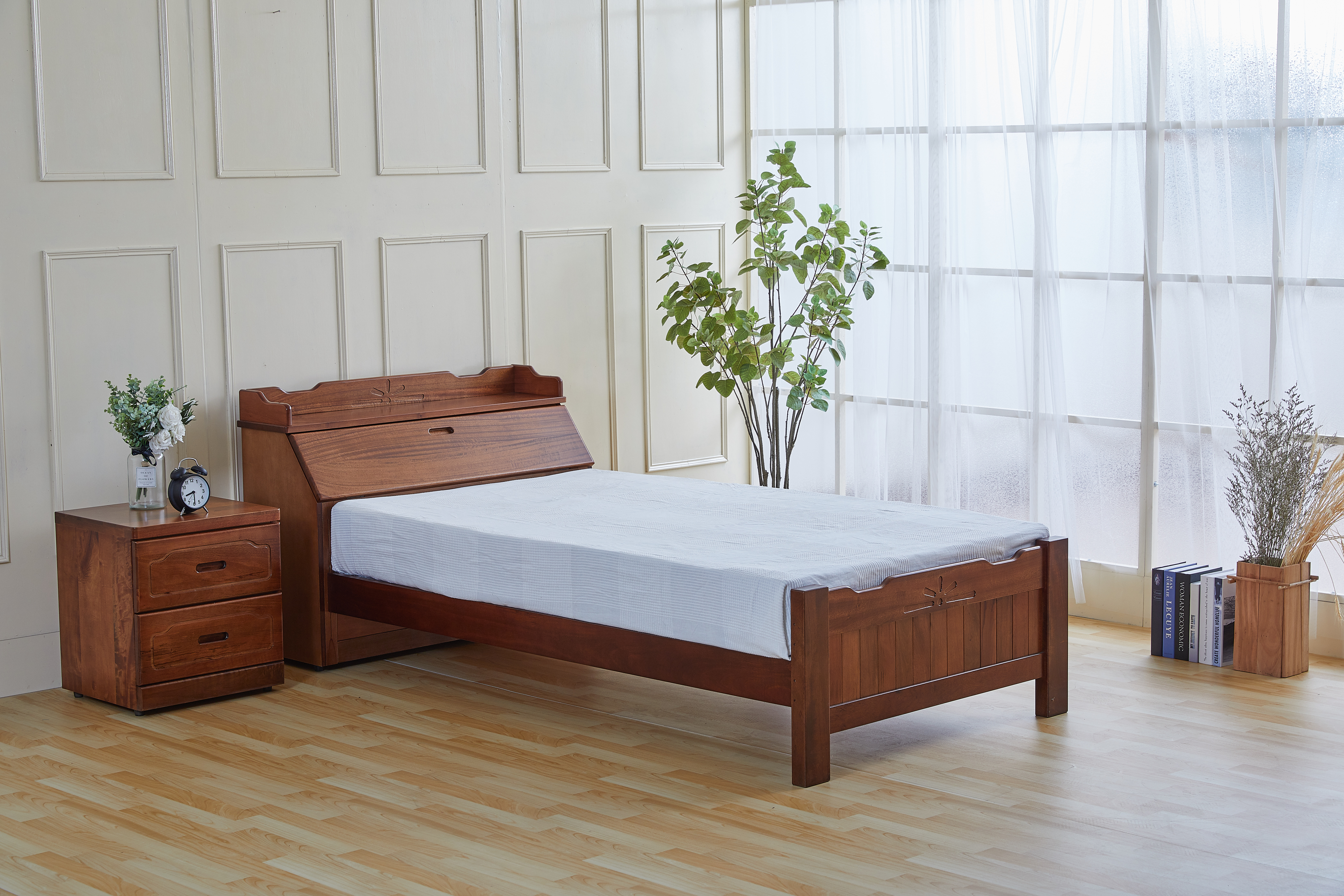 843胡桃色3.5尺被櫃床