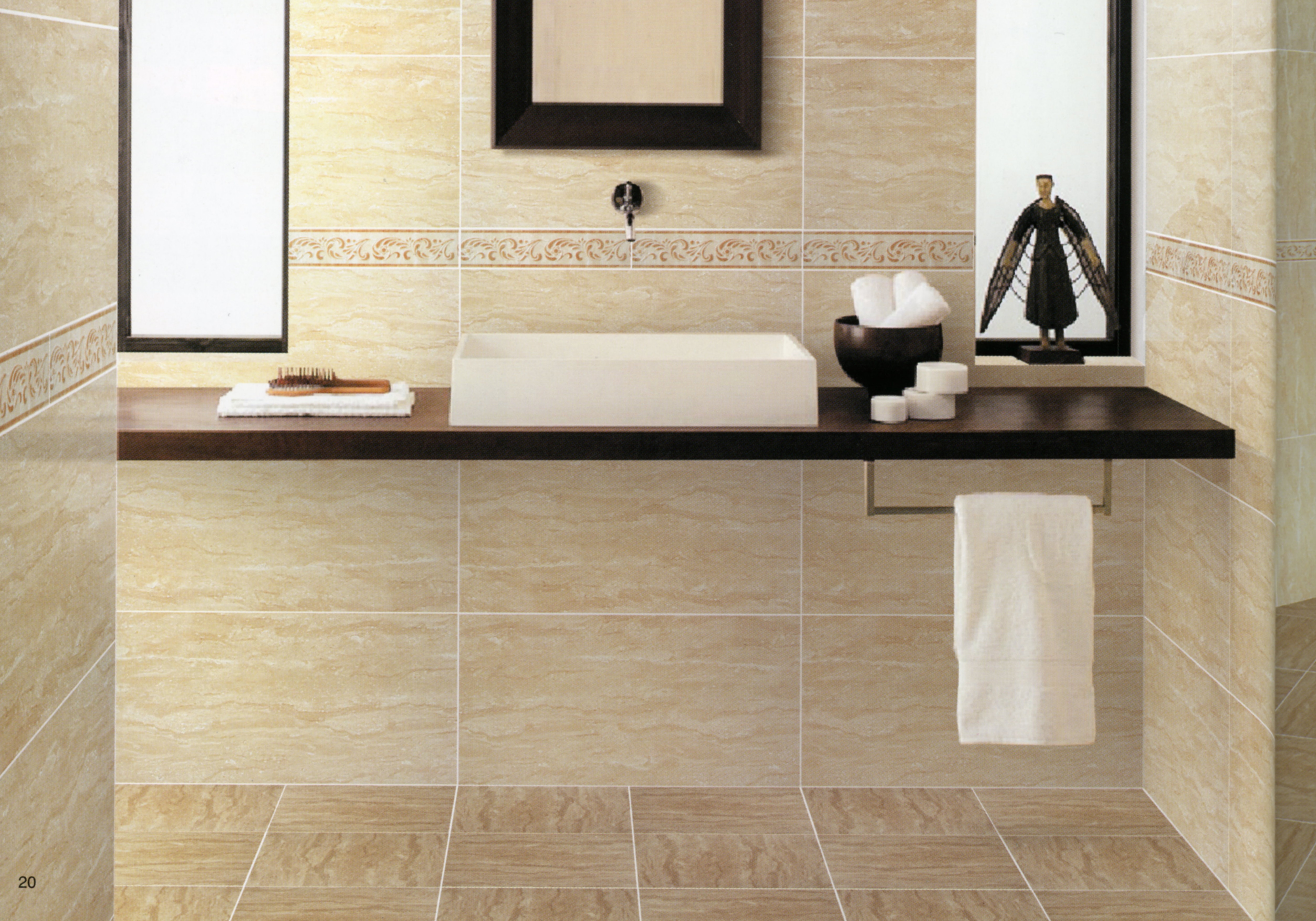 洞石黃高亮釉修邊地壁套磚