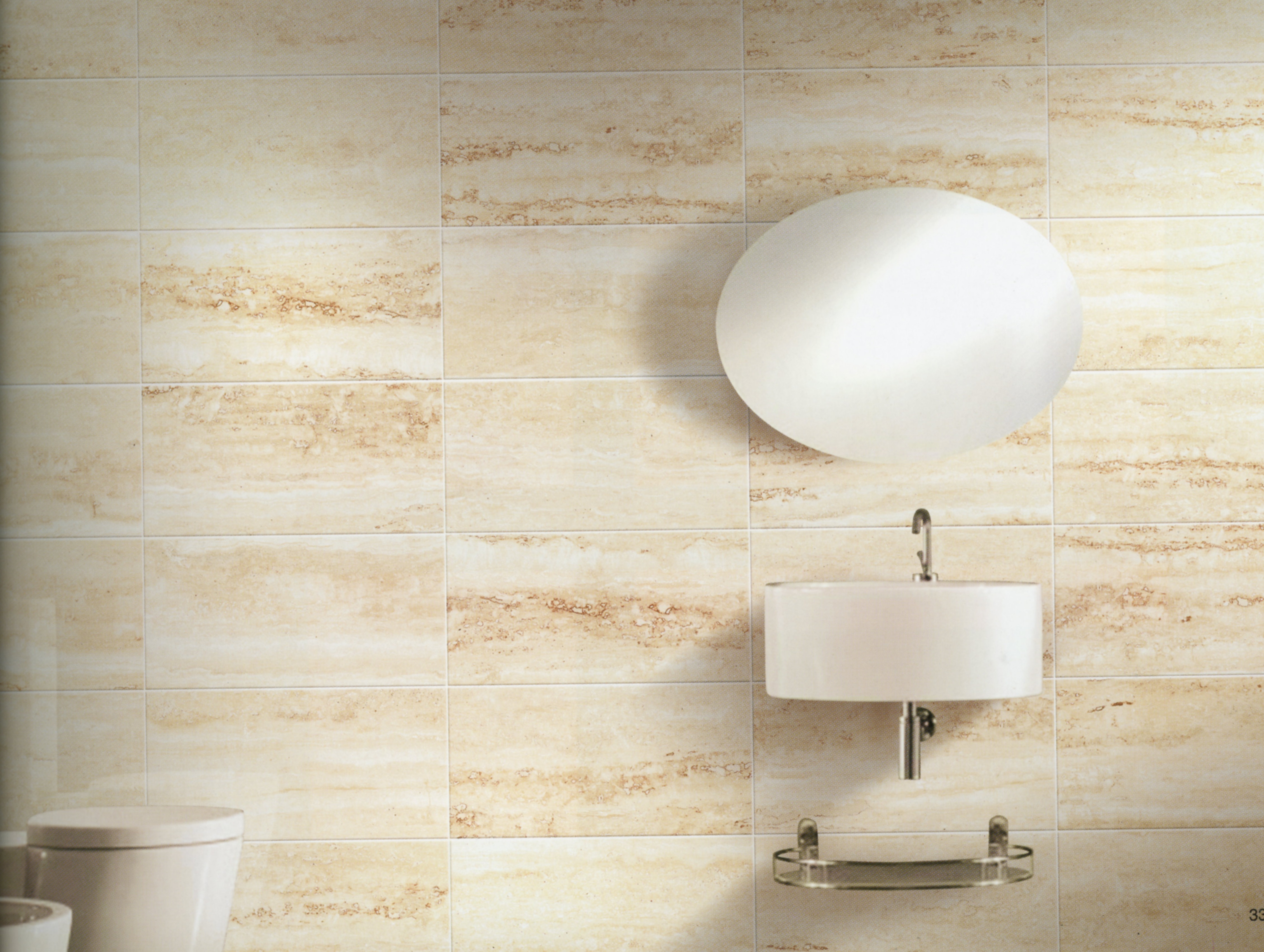 洞石噴墨高亮釉修邊地壁套磚