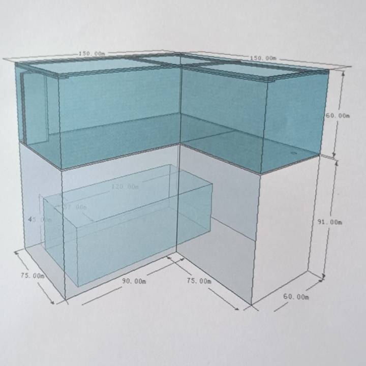 內L型下濾式水族箱,客製化水族箱,魚缸