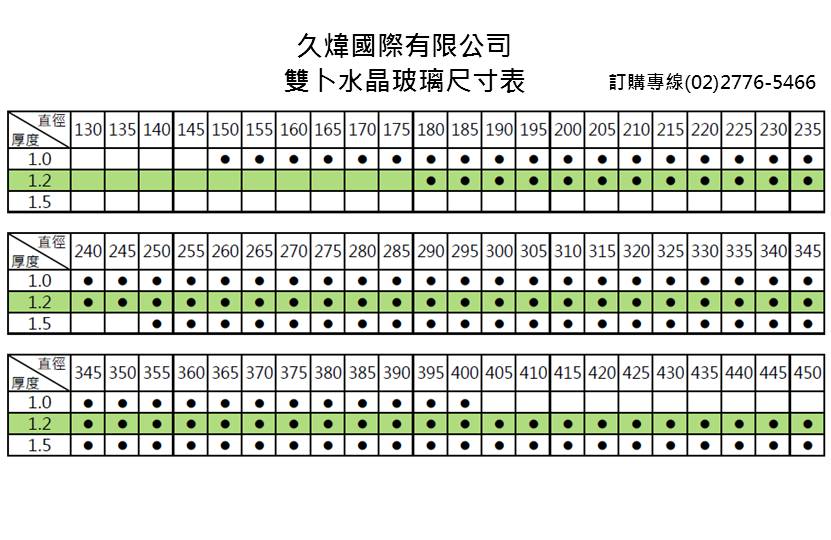 雙卜水晶玻璃尺寸