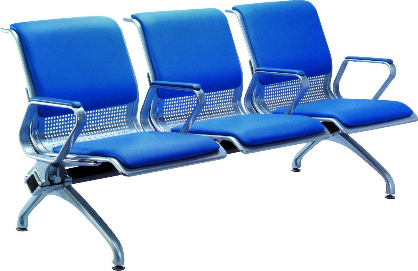 藍色皮革製公共排椅