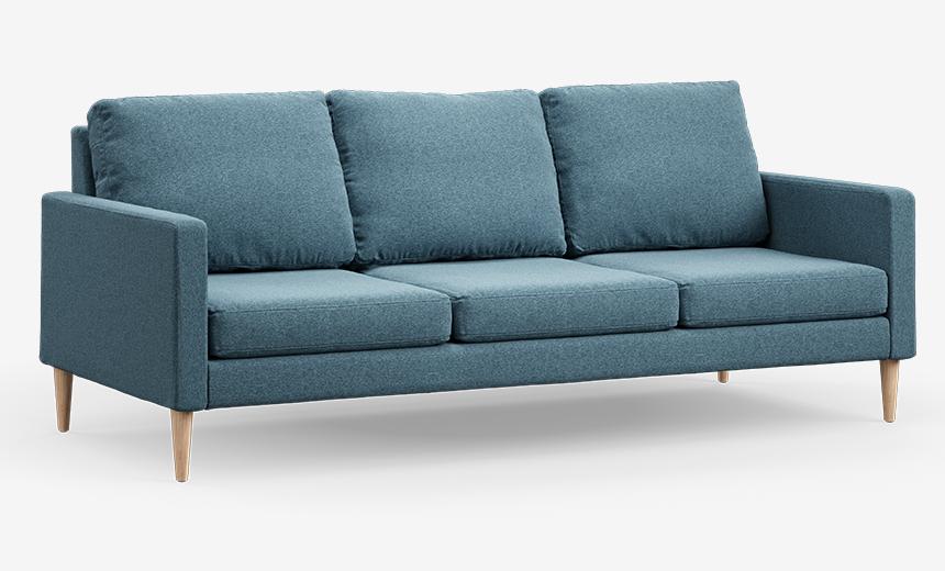 藍色絨布三人沙發