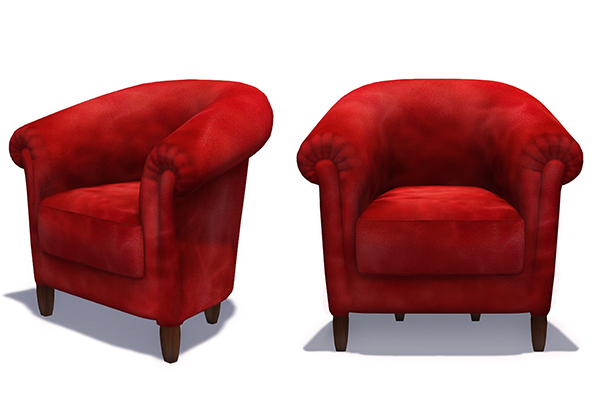 紅色絨布單人沙發