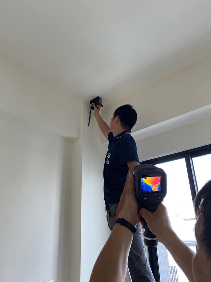 熱顯像儀結合含水率測試儀檢測灑水後是否有滲水疑慮