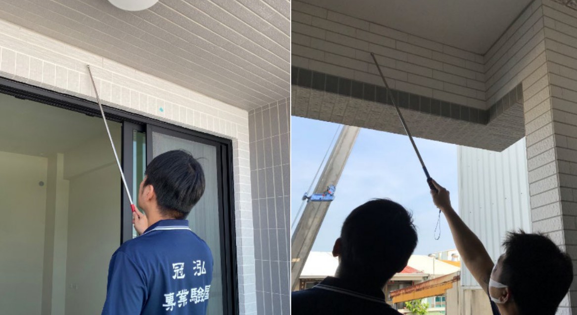 使用打診棒檢測壁磚、地磚、磁磚有無空心現象。