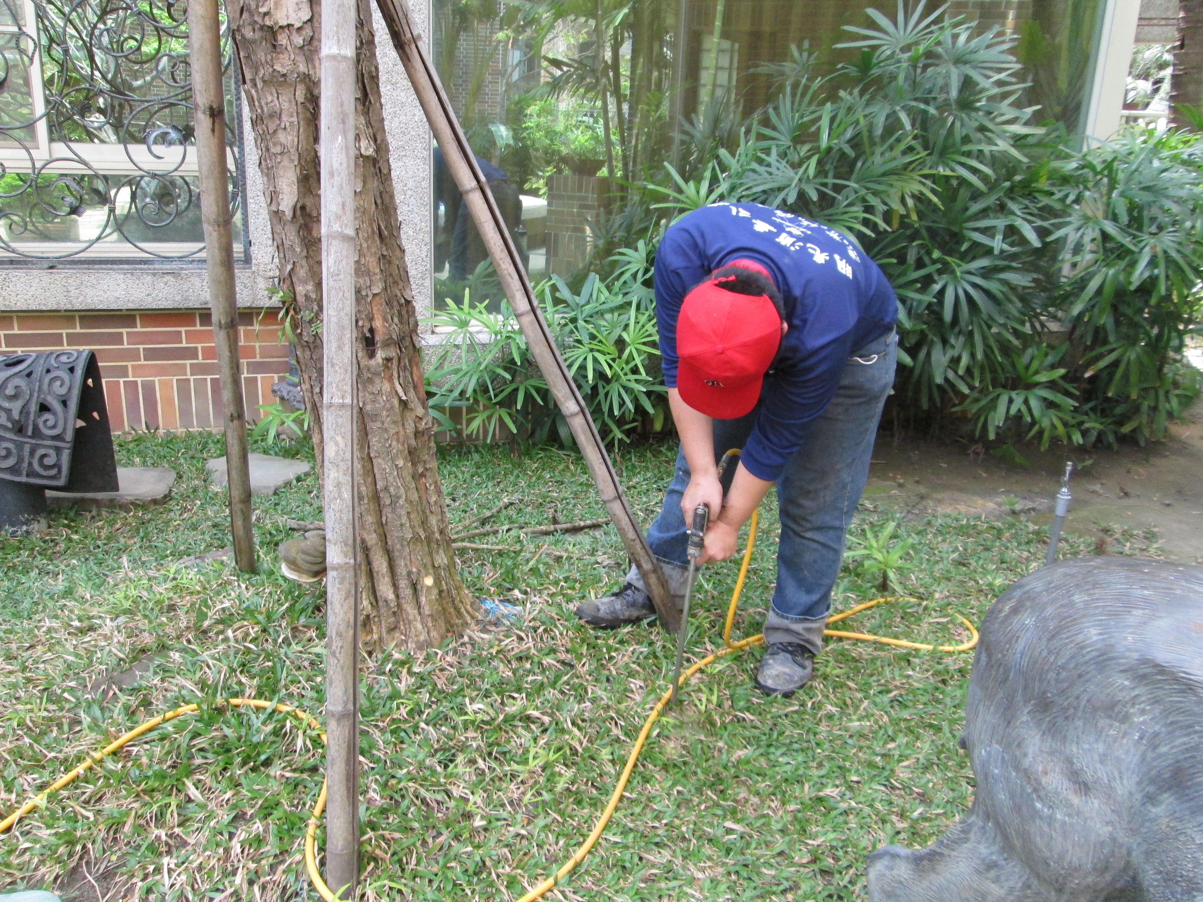 大樓中庭花園施工照片土壤灌注法