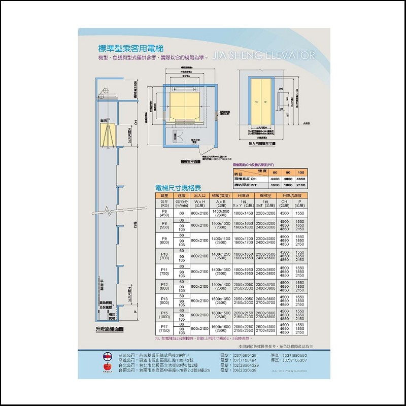 標準電梯配置圖