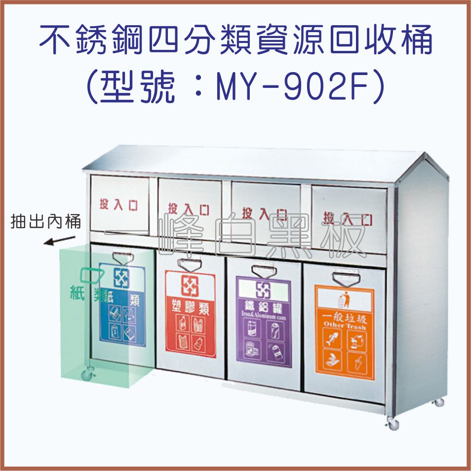 不銹鋼四分類資源回收桶(MY-902F)